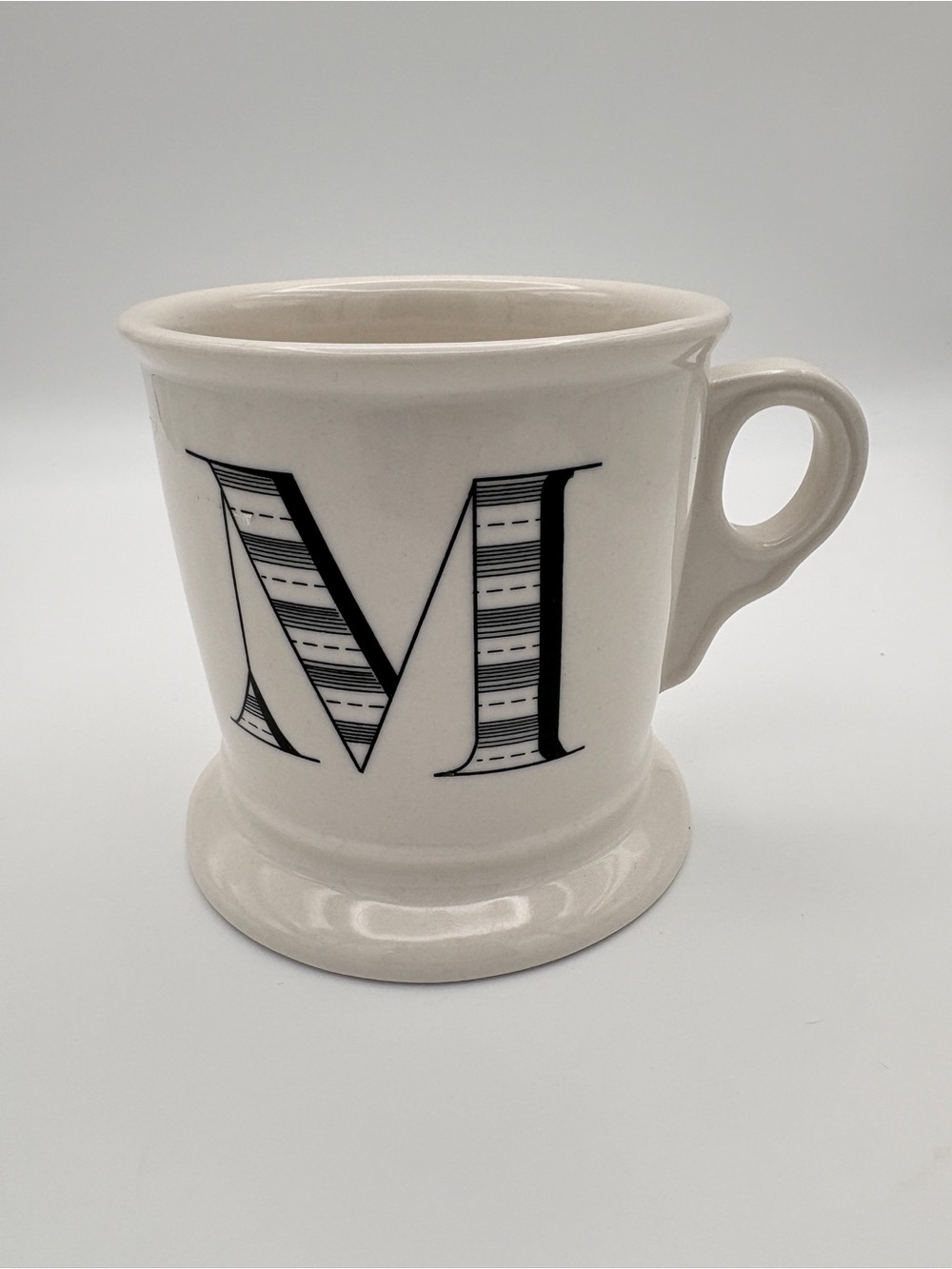 Anthropologie Letter “M” Cream and Black Ceramic Monogram Initial Mug
